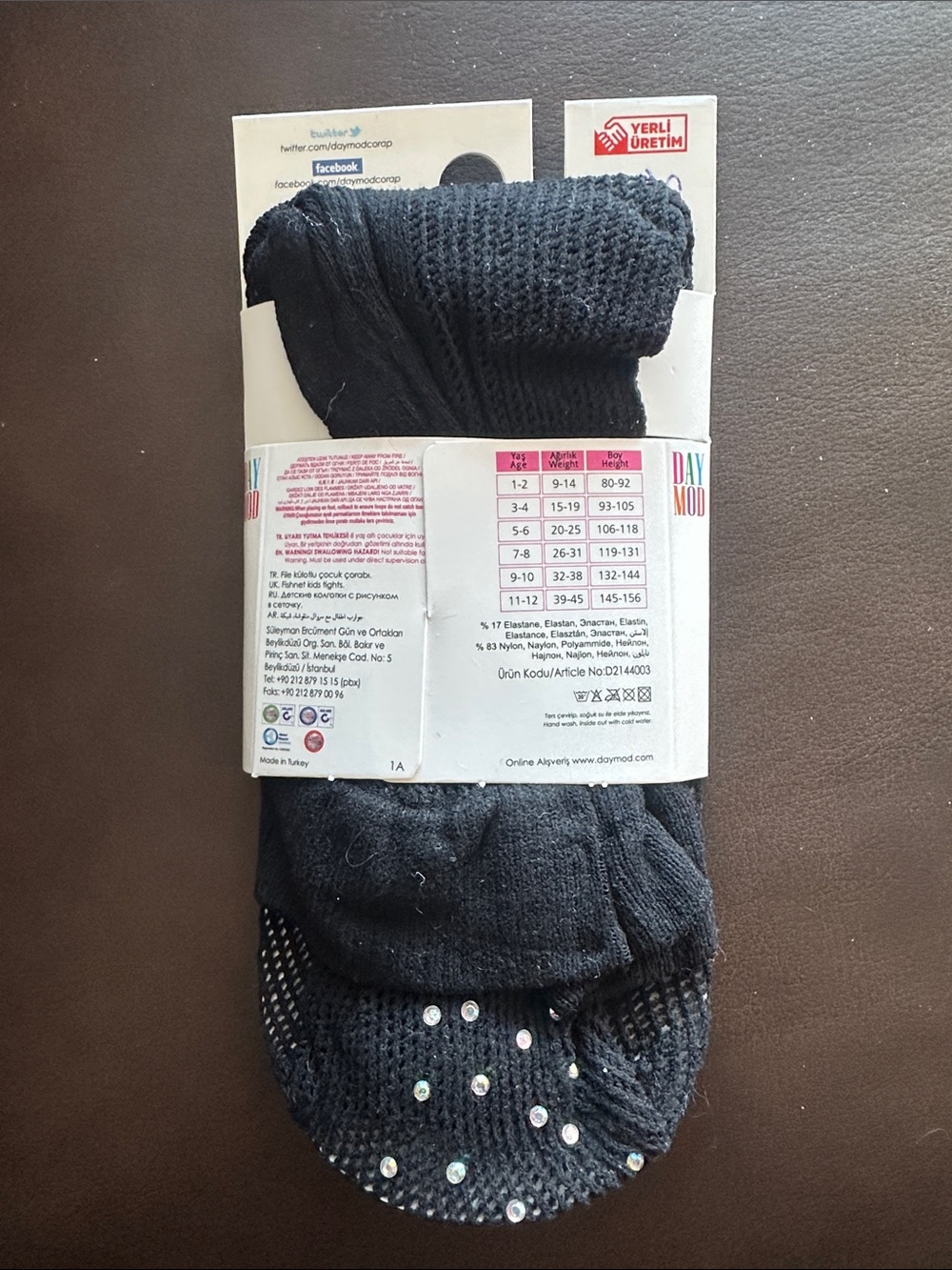 Kids Black Rhinestone Mesh Tights - Picture 2 of 2